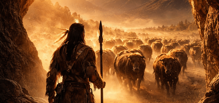 Apache buffalo legend illustration